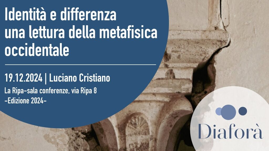 Copertina: Luciano Cristiano “Identità e differenza una lettura della metafisica occidentale”
